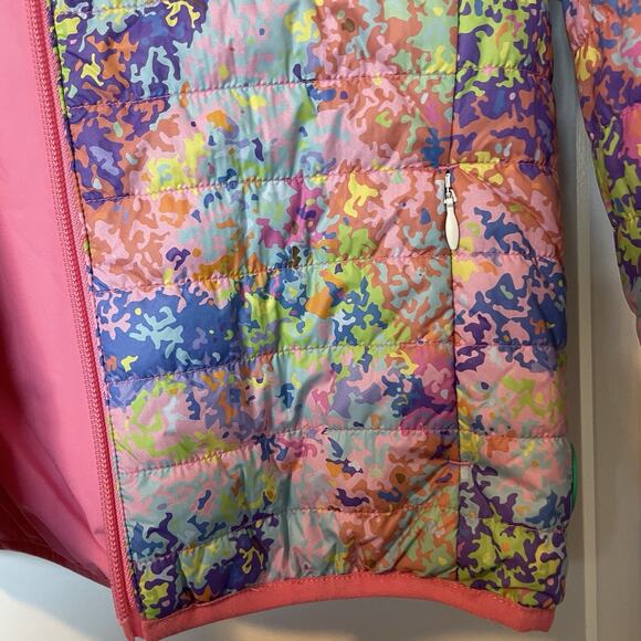 NWT Save The Duck Reversible Puffer Jacket Coat Size 6 Pink Multicolor Abstract - Picture 8 of 15